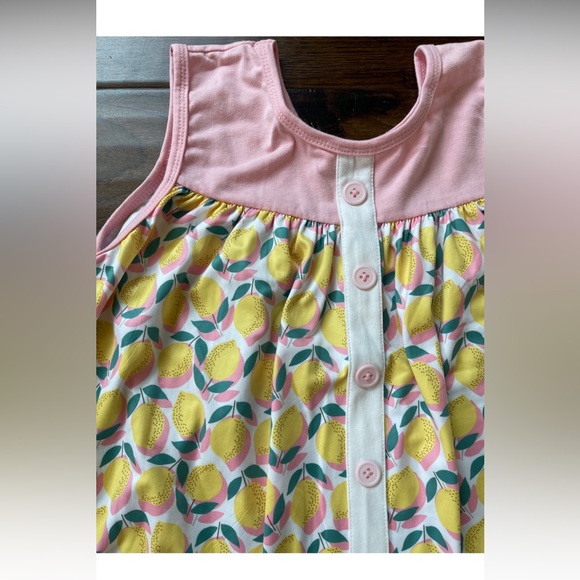 Girls 7-8 Mini Boho pink with lemons tunic set - Picture 3 of 8